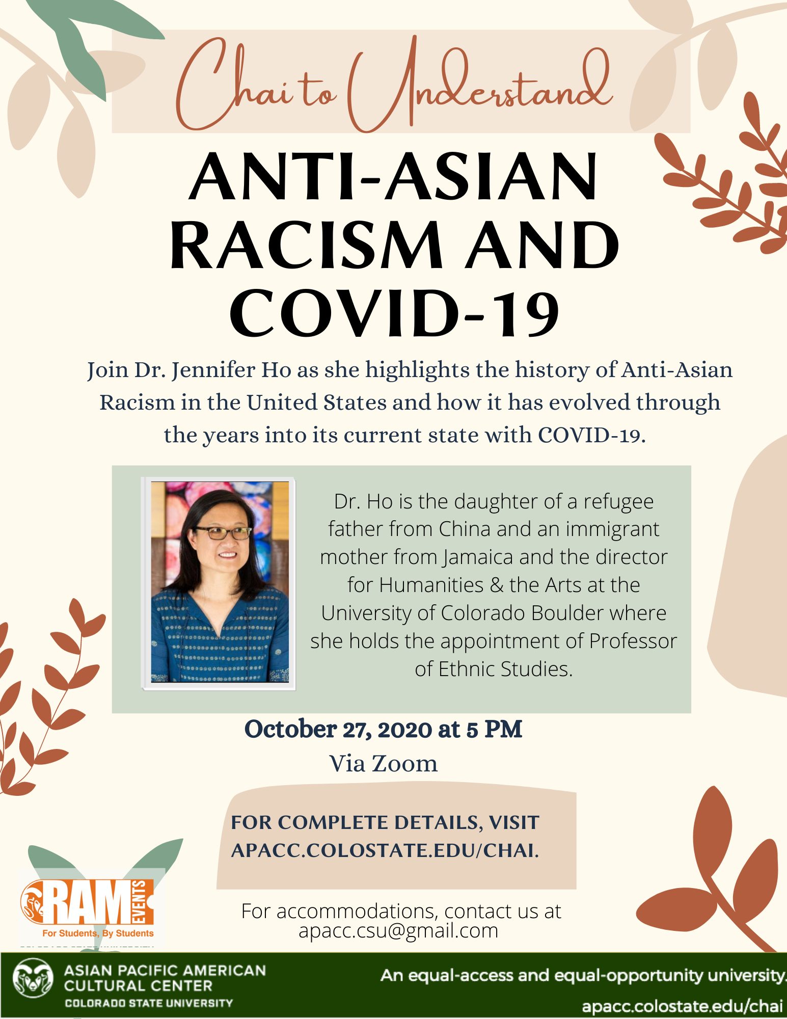 Chai to Undestand: Anti-Asian Racism and COVID-19 flyer